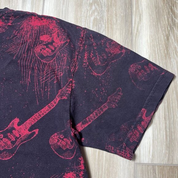 Vintage Grey Star Black/Red Guitar Print Shirt - Men Small - Picture 10 of 16